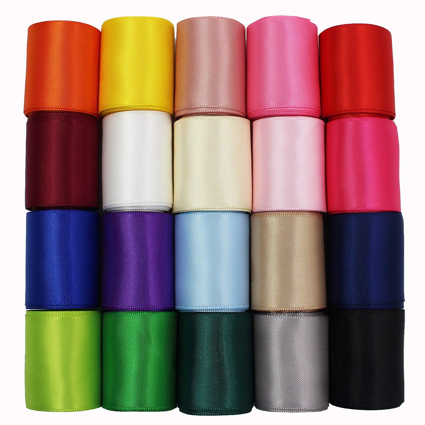 1-1/2 Inch Wide Solid Color Double Sided Polyester Satin Ribbon 20 Colors X 2 Yard Each Total 40 Yds Per Package