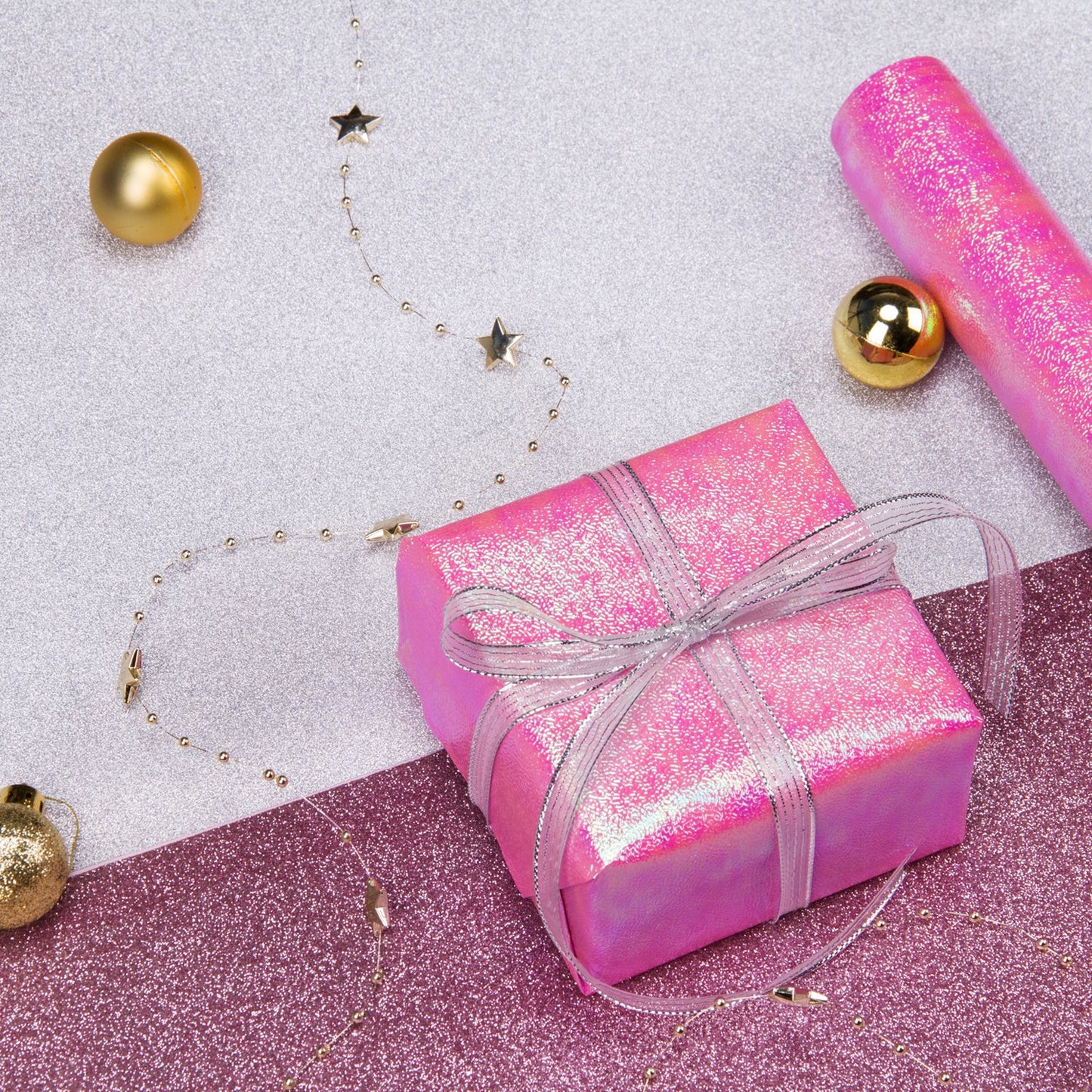 Wrapping Paper Roll - Pink/White/Purple Rainbow Color for Birthday, Wedding, Mother's Day, Valentine's Day, Holiday, Baby Shower Wrap - 3 Rolls - 30 inch X 120 inch Per Roll