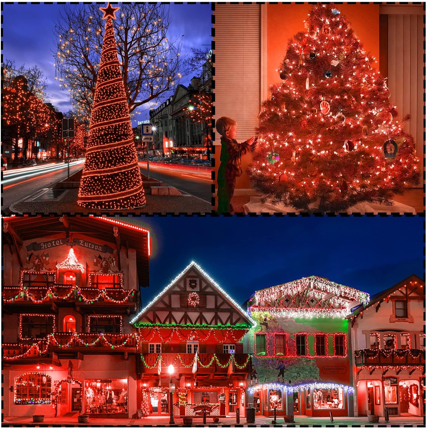 Joliyoou Orange Halloween String Lights, 50 LED Battery Operated 16 Ft Christmas Mini String Lights with 8 Lighting Modes, Indoor Outdoor Decorations Holiday Fairy String Lights with Timer