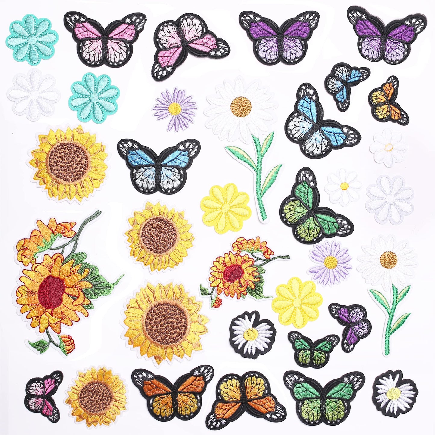 Iron on Flower and Butterfly Patches, Embroidered Iron on/Sew on Decorative Patches for Clothing, Pants, Backpacks, Hats, Jeans, DIY Accessories.