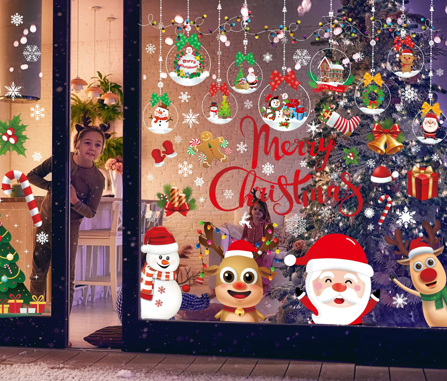 Christmas Window Clings Decals Double Sided Christmas Snowflake Window Decals Clings for Glass Window Xmas Holiday Home Office School Decoration