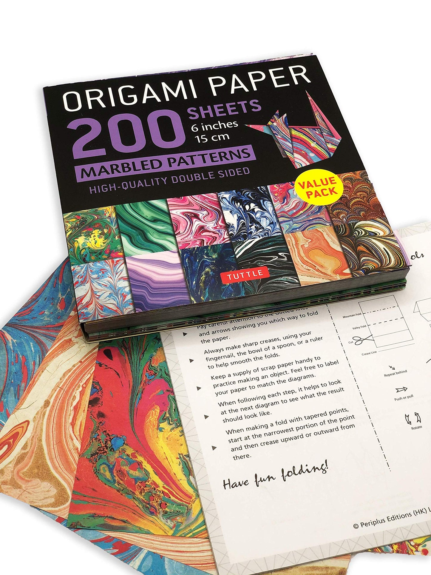 Origami Paper 200 sheets Marbled Patterns 6" (15 cm): Tuttle Origami Paper: Double Sided Origami Sheets Printed with 12 Different Patterns (Instructions for 6 Projects Included)