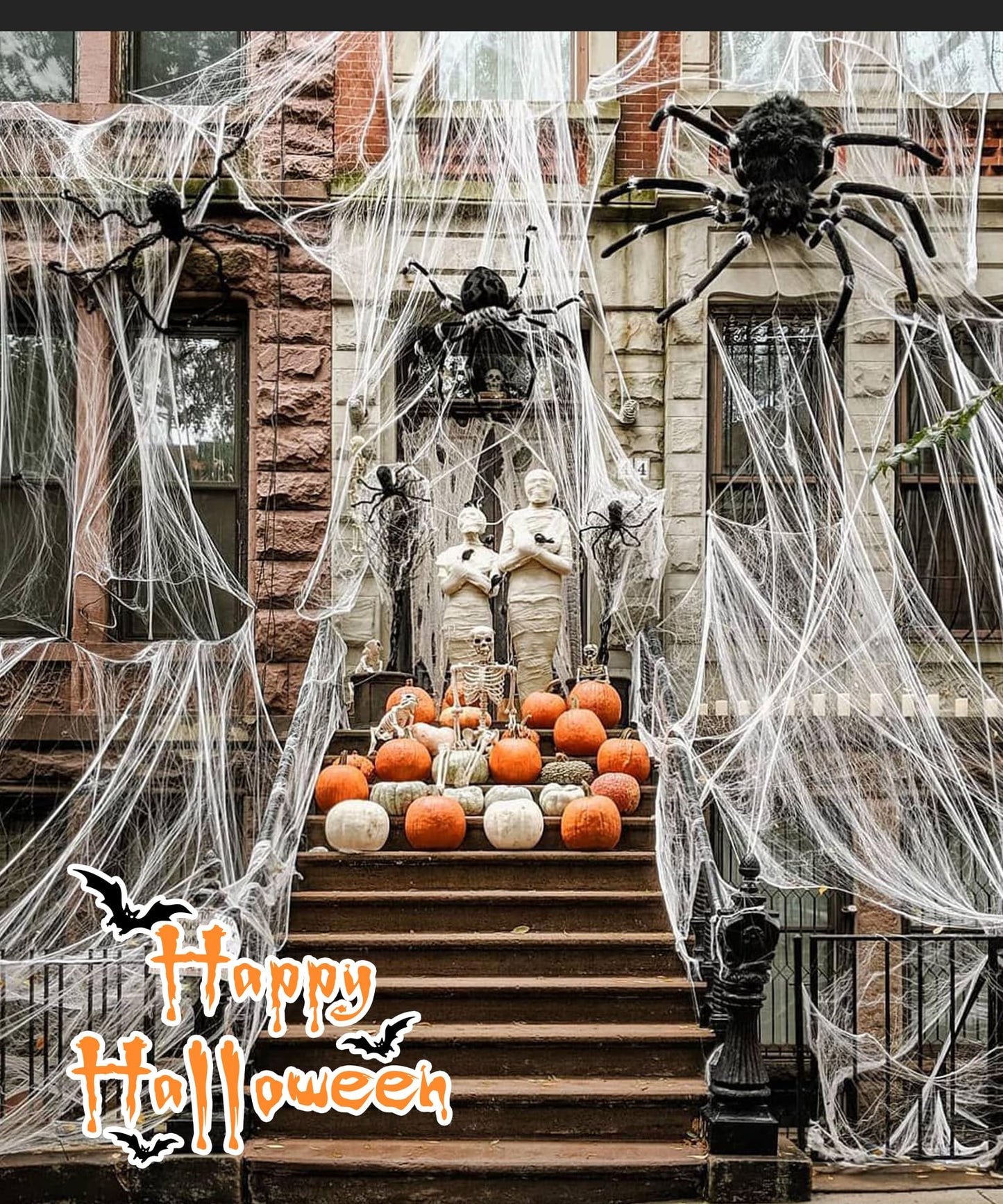 Spider Webs Halloween Decorations Outdoor & Indoor - 1200 sqft & Extra 30 Fake Spiders - Durable & Stretchable Halloween Yard Decorations Party Favorsor Party Supplies