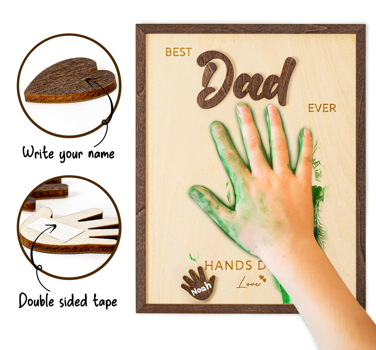 RUSATEN 10" Gifts for Dad from Kids Custom fathers day Best Dad Ever gifts Hands down sign - Personalized Fathers Day Dads Gift from kids daughter son, First fathers day Daddy gift for new dad / Birthday