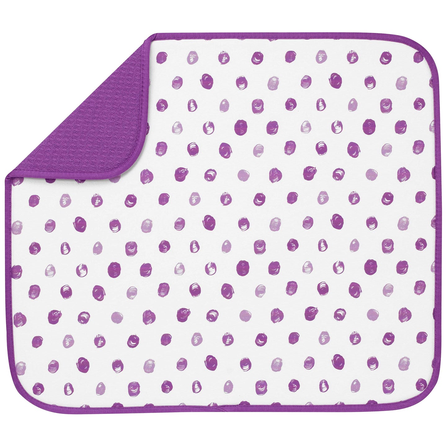 Absorbent, Reversible Microfiber Dish Drying Mat for Kitchen, 16 Inch x 18 Inch, Paint Dots