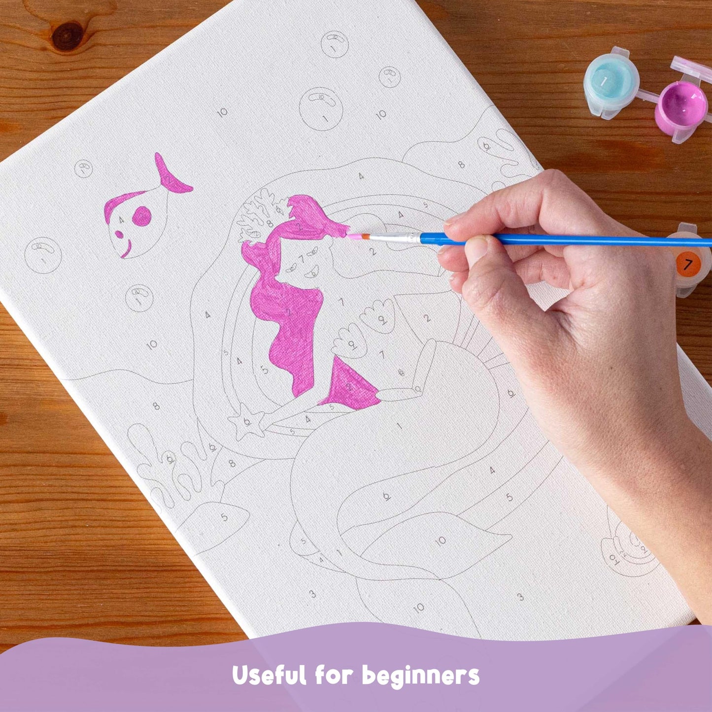BONNYCO Paint by Numbers Kit for Kids Mermaid Pack 3 Canvas. Paint by Number Canvas Framed Pre Drawn, Mermaid Gifts for Girls Painting. Arts and Kids Crafts 4-6 8-12, Pintar por Numeros Niñas