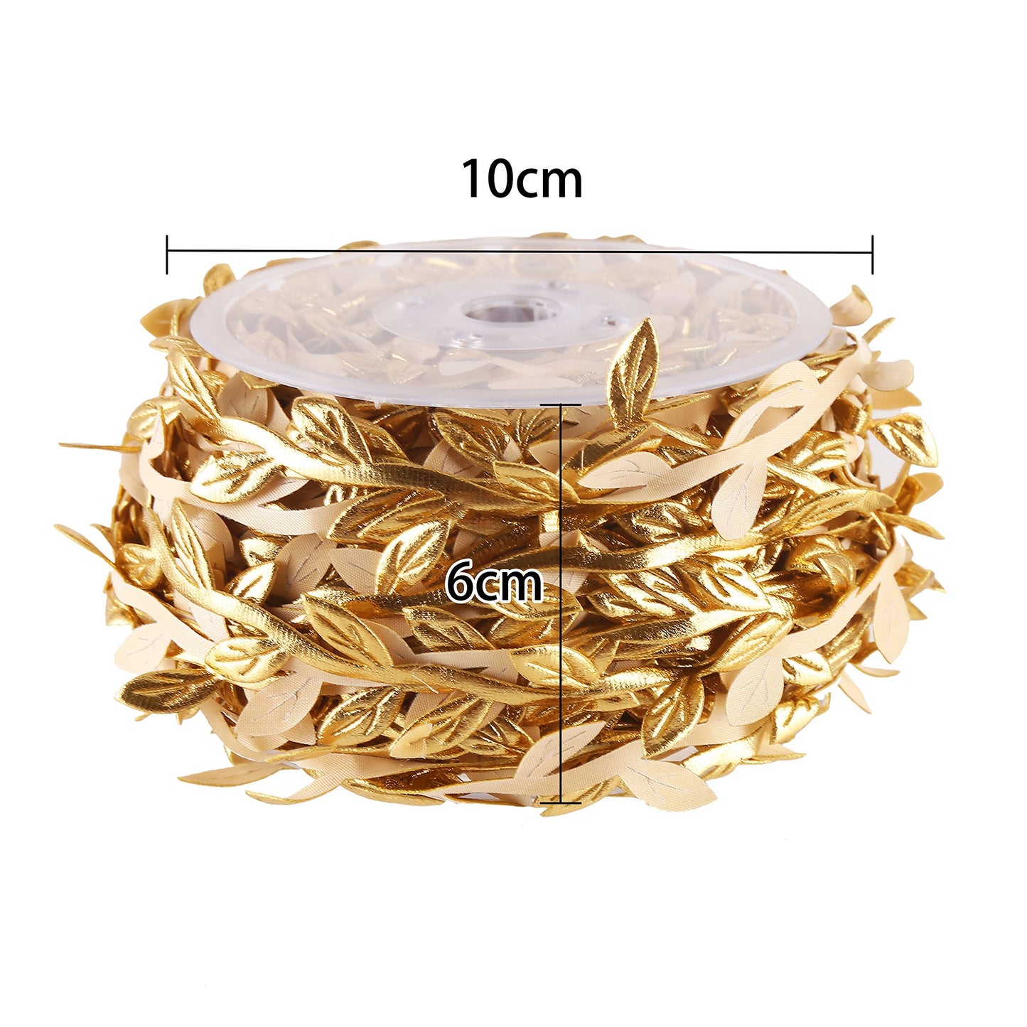 36 Yards Artificial Gold Leaf Ribbon Trim for Wreath Making and Christmas Gift Wrapping Wedding Decoration