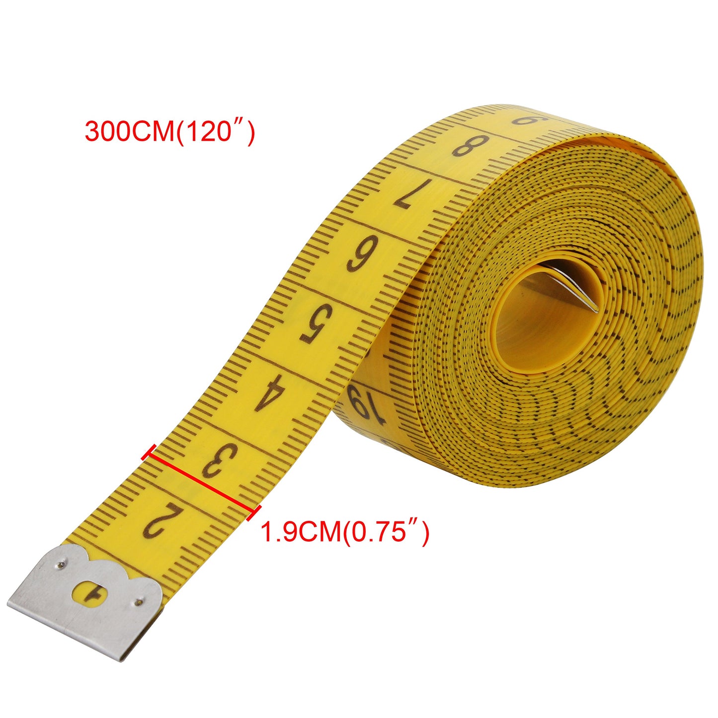 Wisdompro120-Inch(300cm) Soft Tape Measure for Sewing Tailor Cloth, Body Measurement - Indexed in Metric and Standard Units, Convenient 0.75 Inch Wide PVC Fiberglass Ruler - Yellow
