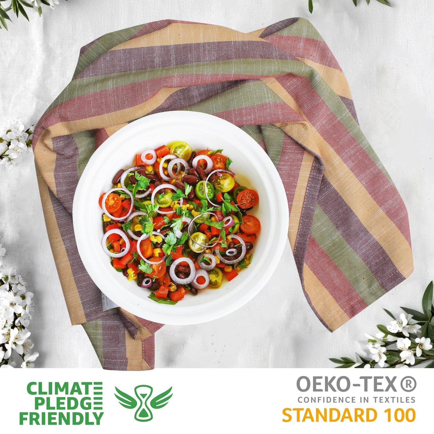 Urban Villa Fall Kitchen Towels Harvest Stripes Dish Towels (Set of 6) 20x30 Inches 100% Cotton Highly Absorbent Thanks Giving Dish Cloths & Dish Towels with Hanging Loop Quick Drying Kitchen Towels