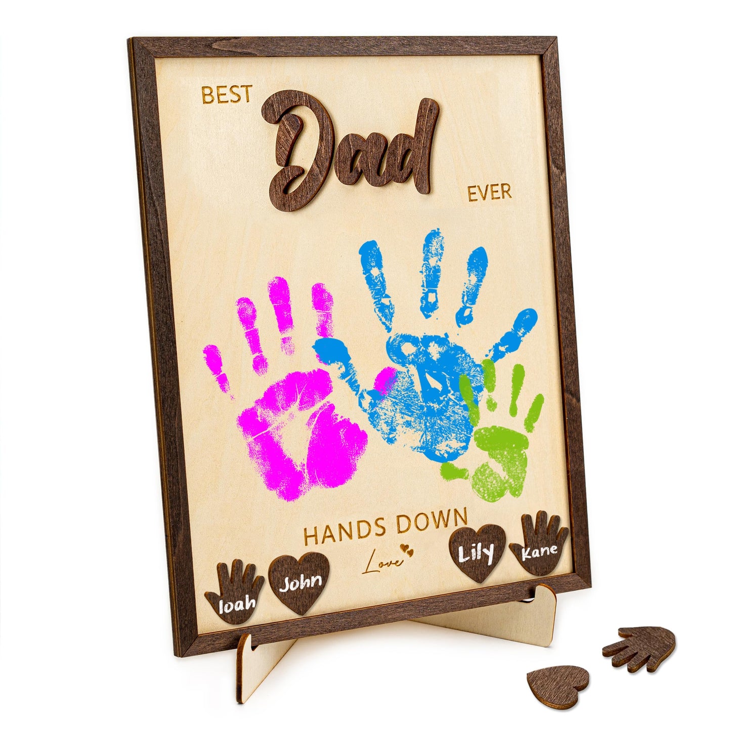 RUSATEN 10" Gifts for Dad from Kids Custom fathers day Best Dad Ever gifts Hands down sign - Personalized Fathers Day Dads Gift from kids daughter son, First fathers day Daddy gift for new dad / Birthday
