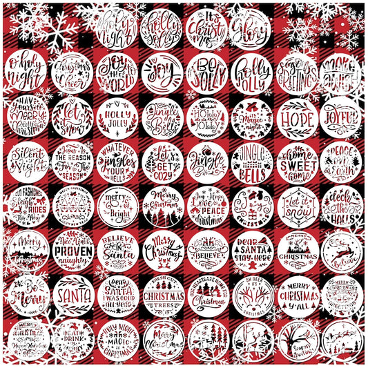 Small Stencils for Painting on Wood Reusable, 3 Inch Reusable Stencil for Craft Ornament Paint Template Stencils for Wall Card Rock Wood Signs Coasters Canvas Home Decor (Christmas Words 3)