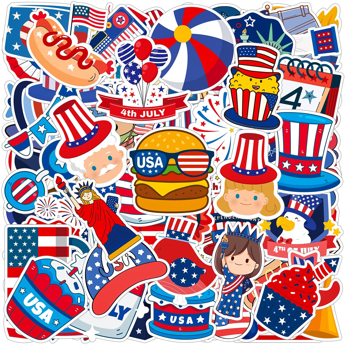 HSHFAMIIY 4th of July Stickers - 4th of July Outfits for Women, 100Pcs Patriotic Stickers - Memorial Day Scrapbooking, 4th of July Accessories Decorations Gifts Crafts Activities Party Favors for Kids