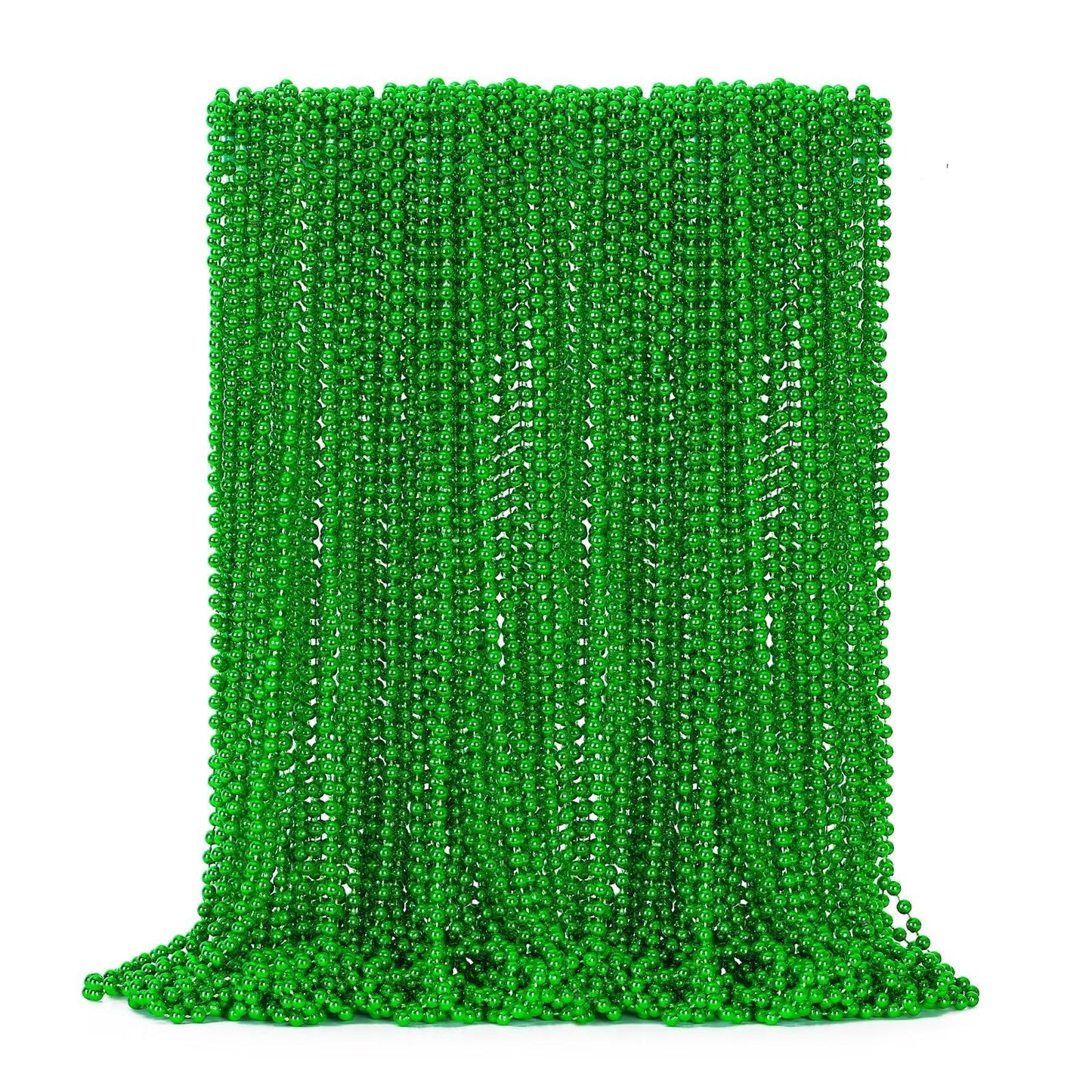 50PCS St Patricks Day Necklace, St. Patrick's Day Green Bead Necklace Accessories, Metallic Irish Saint Patrick Mardi Gras Necklaces Bulk, Parade Throw Accessories for Mardi Gras St. Patricks Party