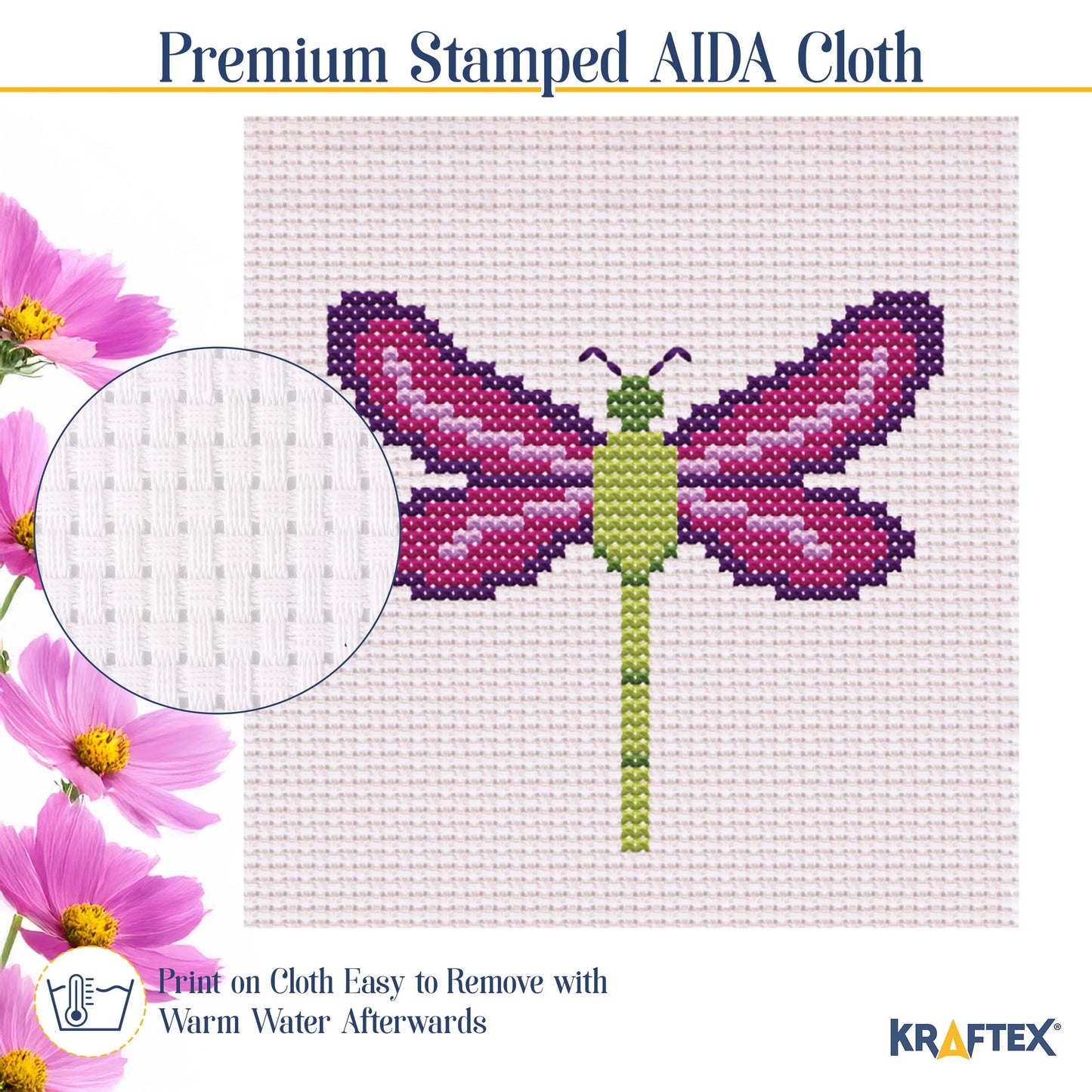 Floral Stamped Cross Stitch Kits for Beginners - 3 Pack. DIY Embroidery Needlepoint Patterns for Adults. Easy Cross Stitch Kits for Beginners (Garden Creatures)