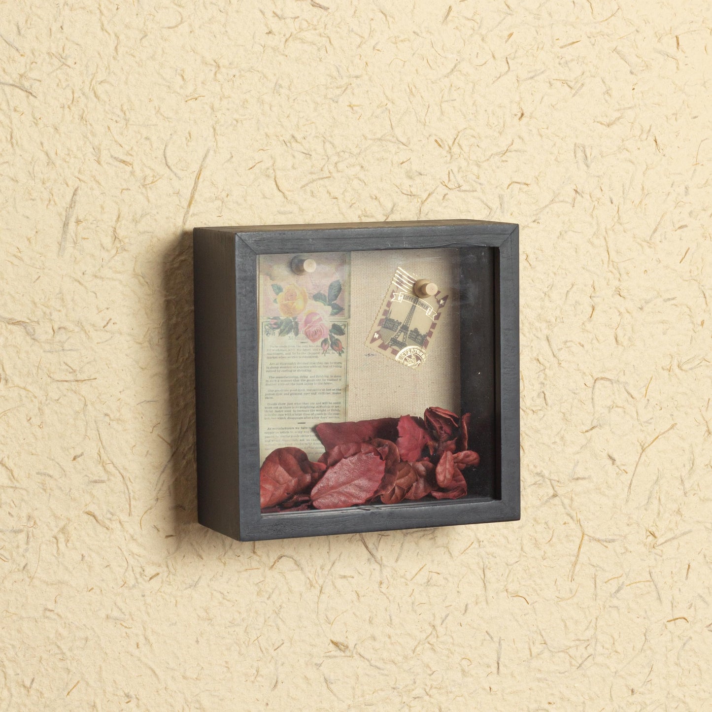 Fire Shadow Box Frame 6x6 Shadow Box Display Case with Linen Back of Awards Memorabilia Flower, Pictures, Keepsakes、Bouquet、Medals and More Photos Memory Box Black