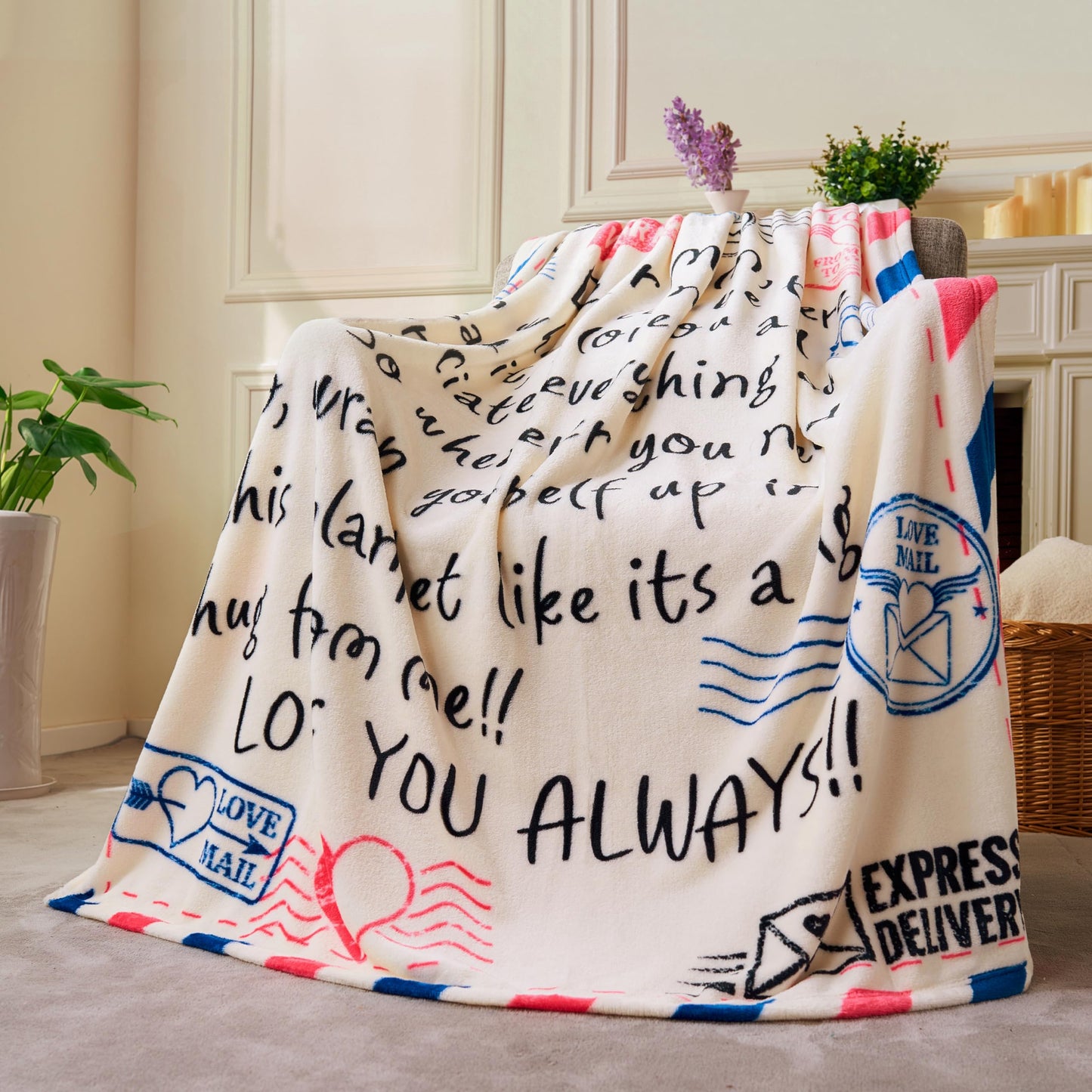 Joiedomi Birthday Gifts for Mom Soft Flannel Mom Blanket for Mothers Day Anniversary from Daughter Son 50" x 60" Ivory White