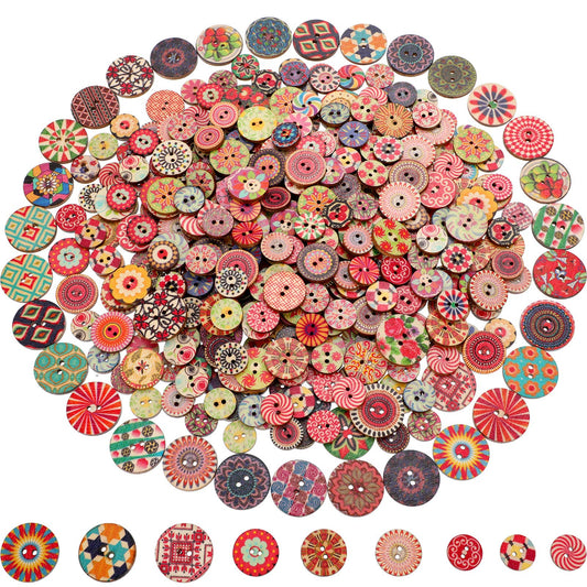 WILLBOND 500 Pieces Flower Wood Buttons 2 Holes Round Buttons Vintage Sewing Buttons for Sewing DIY Craft Decorations