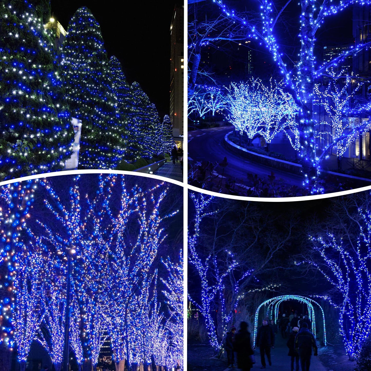 500 LED Christmas Lights, 164FT 8 Twinkle Modes Plug in Waterproof Extra Long Fairy Lights for Outdoor Christmas Tree Lights Party Garden Decorations (Blue and White)