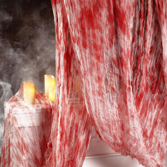 Watayo 315 x 85 Inch Halloween Creepy Blood Cloth - Scary Spooky Cloth with Bloody Prints - Windows Doorways Cover Gauze for Halloween Party Haunted House Decorations