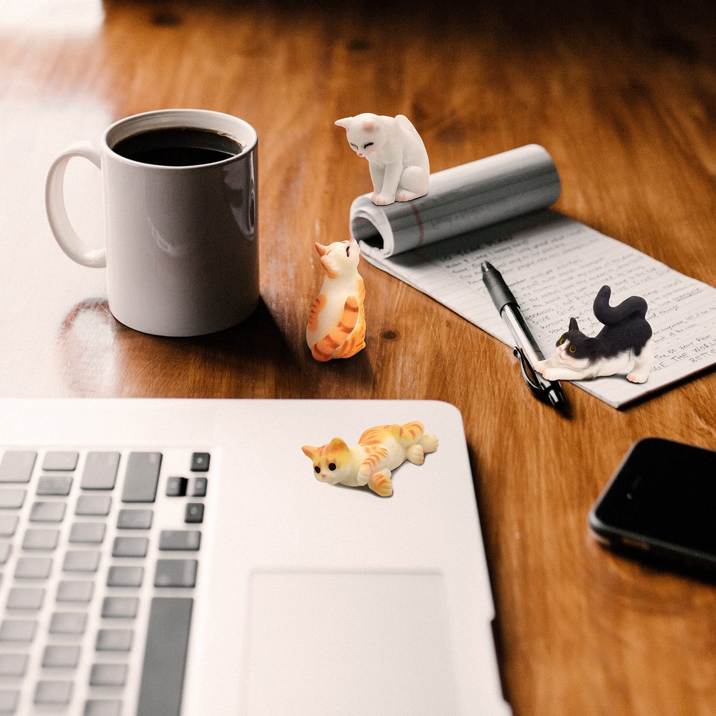 iland Cat Figurines, Dollhouse Cats w/ 1/12 scale Accessories, Realistic Hand Painted Mini Cat Decor, Cat Cake Toppers