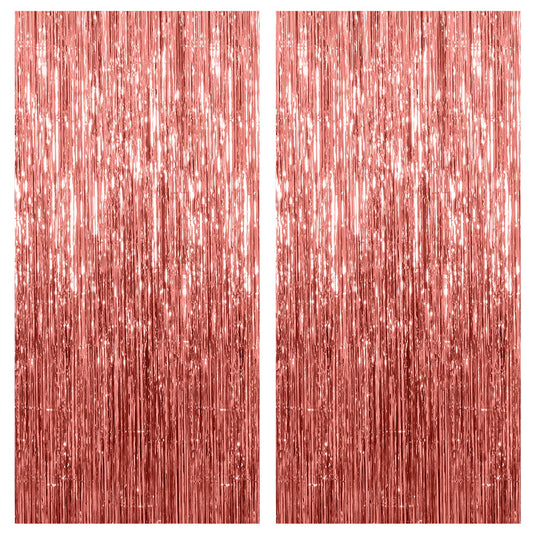 2 Pack Rose Gold Backdrop Birthday Decorations Foil Curtain Bachelorette Party Decor Rose Gold Decor Party Streamers Groovy Birthday Decorations Backdrop