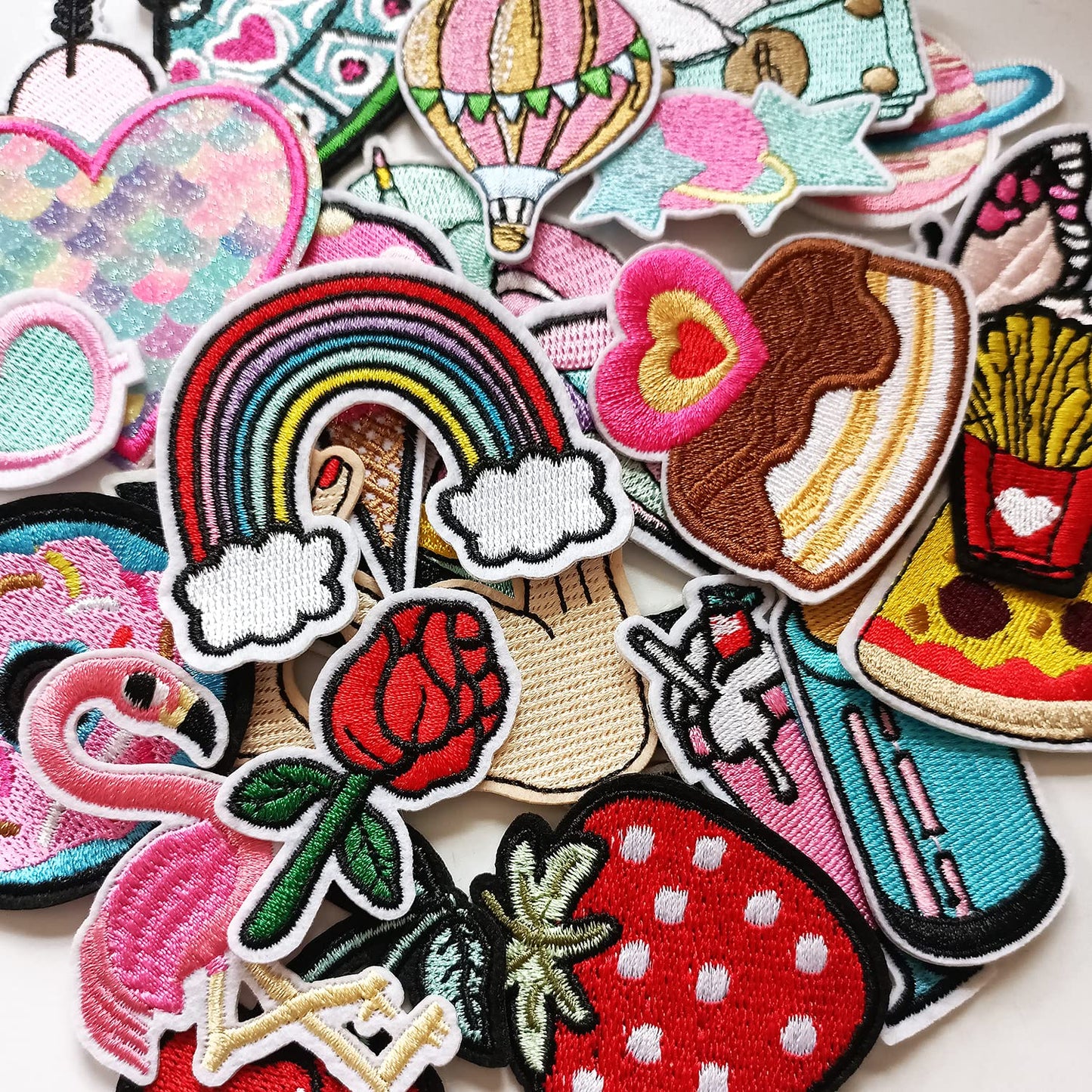 MISDONR 30pcs Girls Iron on Patches for Clothing Jackets DIY Sew Embroidered Applique Decorative Repair Patches