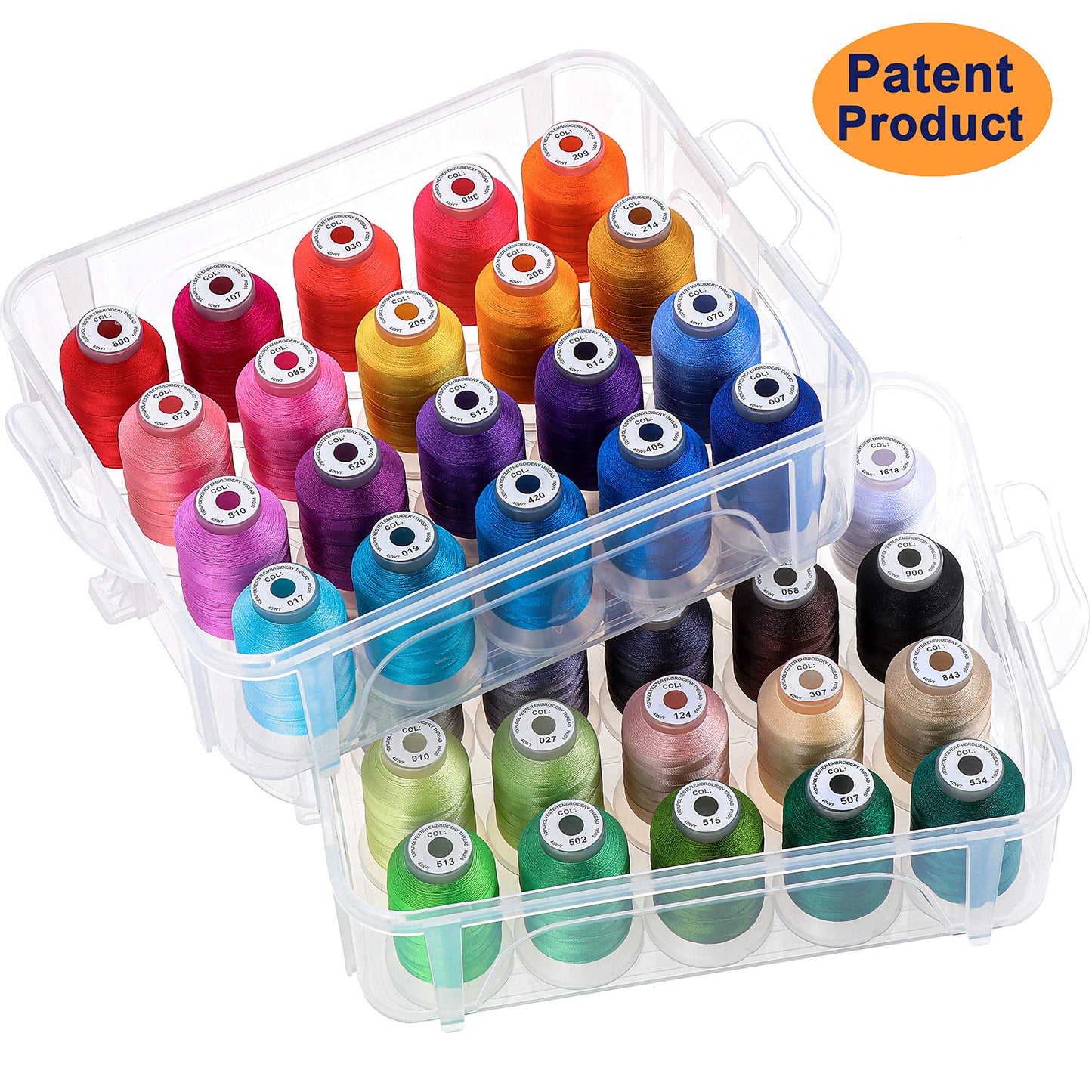 40 Colors Compatible with Brother 500m Each Embroidery Machine Thread with Clear Plastic Storage Box for Embroidery Sewing Machine
