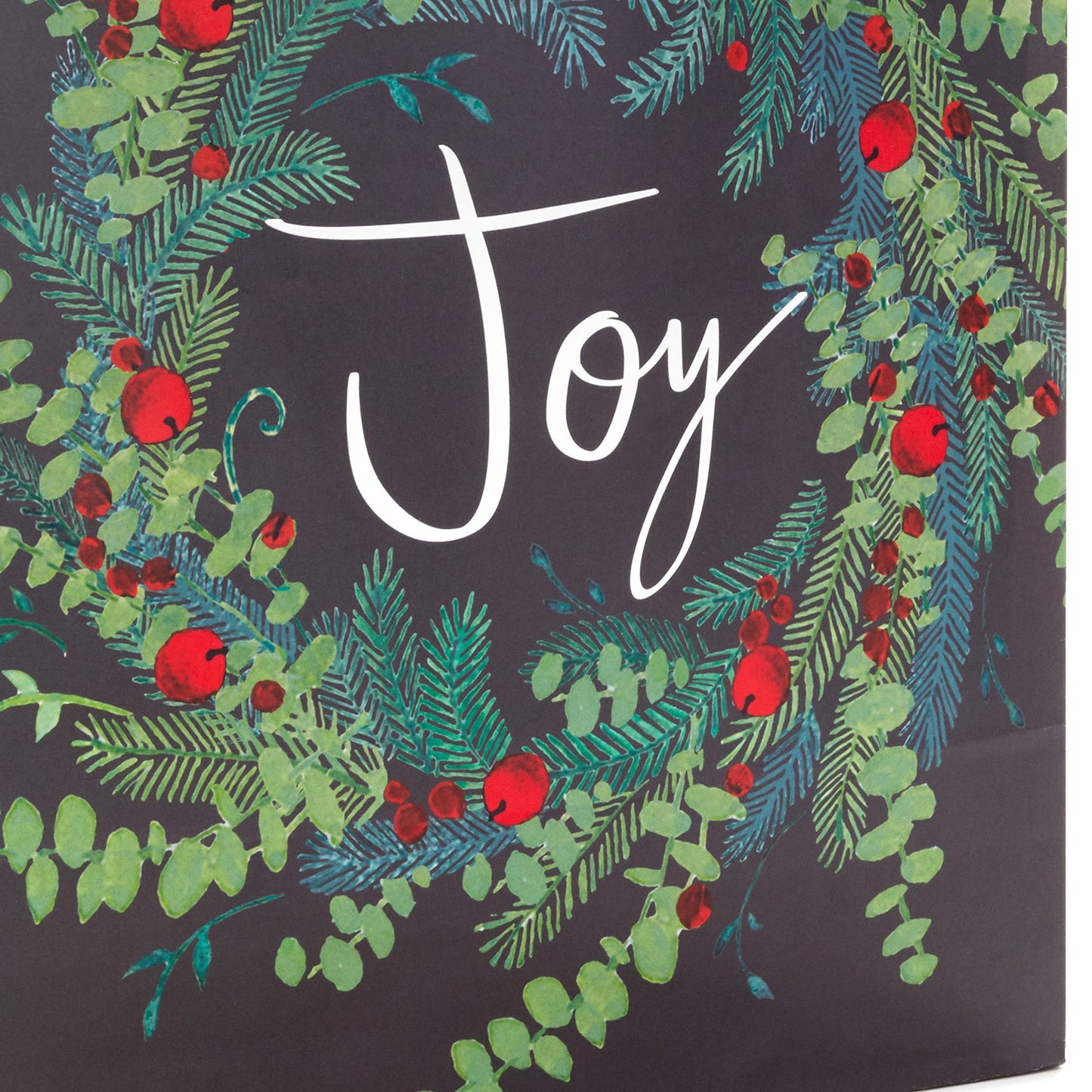 13" Large Christmas Gift Bag Bundle (3 Bags: Joy Wreath on Gray, Rustic Santa with Tree, Happy Holidays on Red) for Friends, Family, Teachers, Coworkers