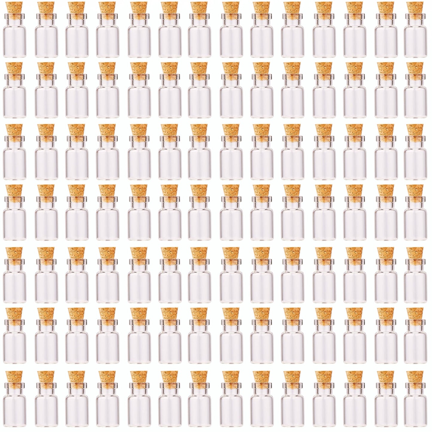 MaxMau 100pcs 1ml Small Mini Glass Bottles Jars with Cork Stoppers Tiny Vials for DIY Art Crafts Wedding Favors