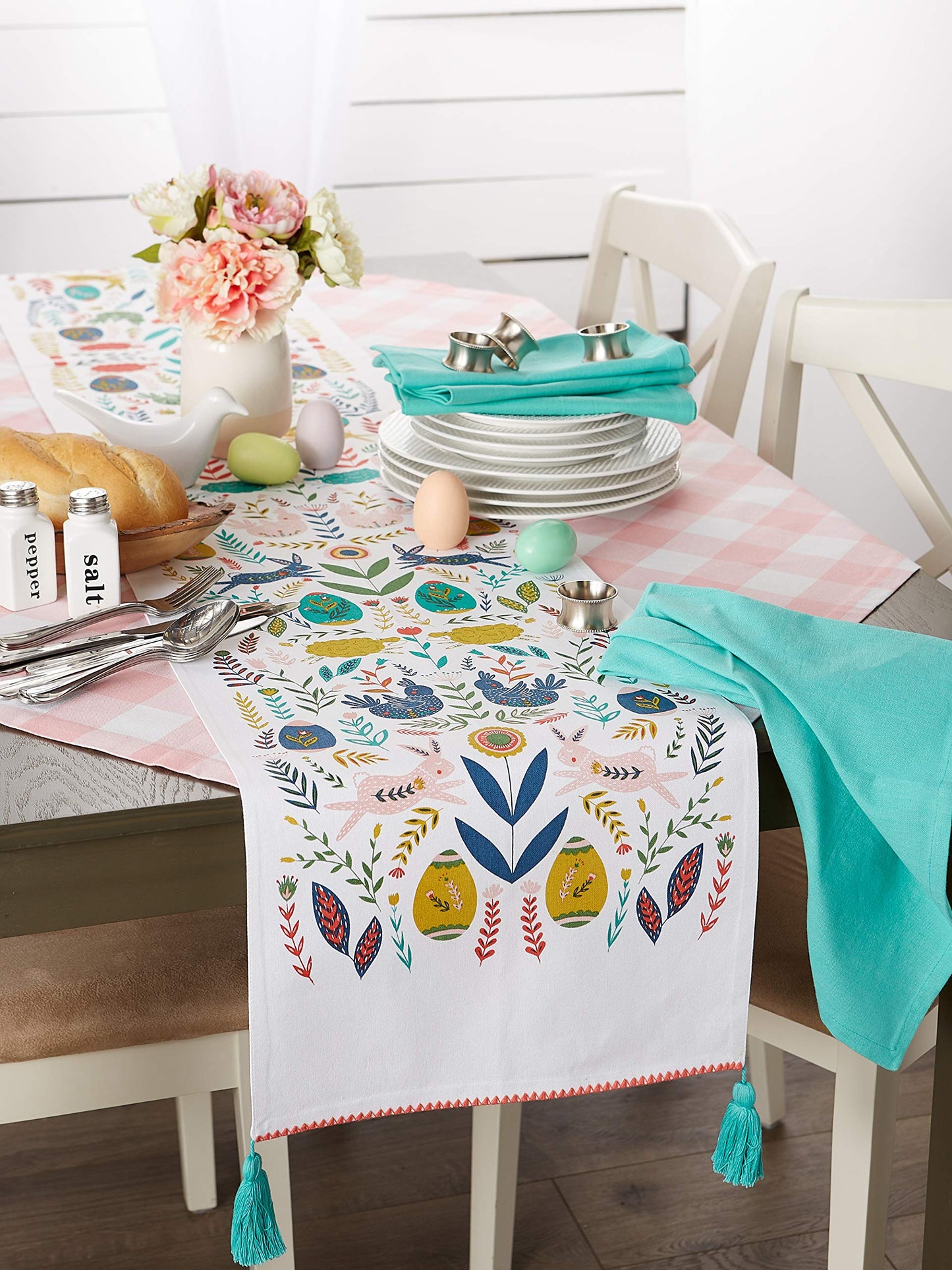 Easter Folk Collection, Kitchen Tabletop, Table Runner, 14x108, Easter Folk