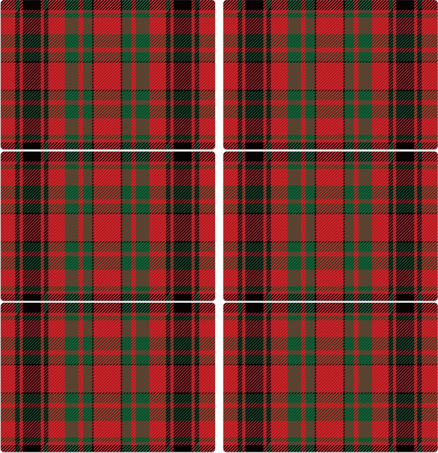 Christmas Placemats Set of 6 Red and Green Plaid Plastic Table Mats Recyclable Place Mats Washable Farmhouse Holiday Table Decoration for Indoor Outdoor Christmas Party Kitchen Dining