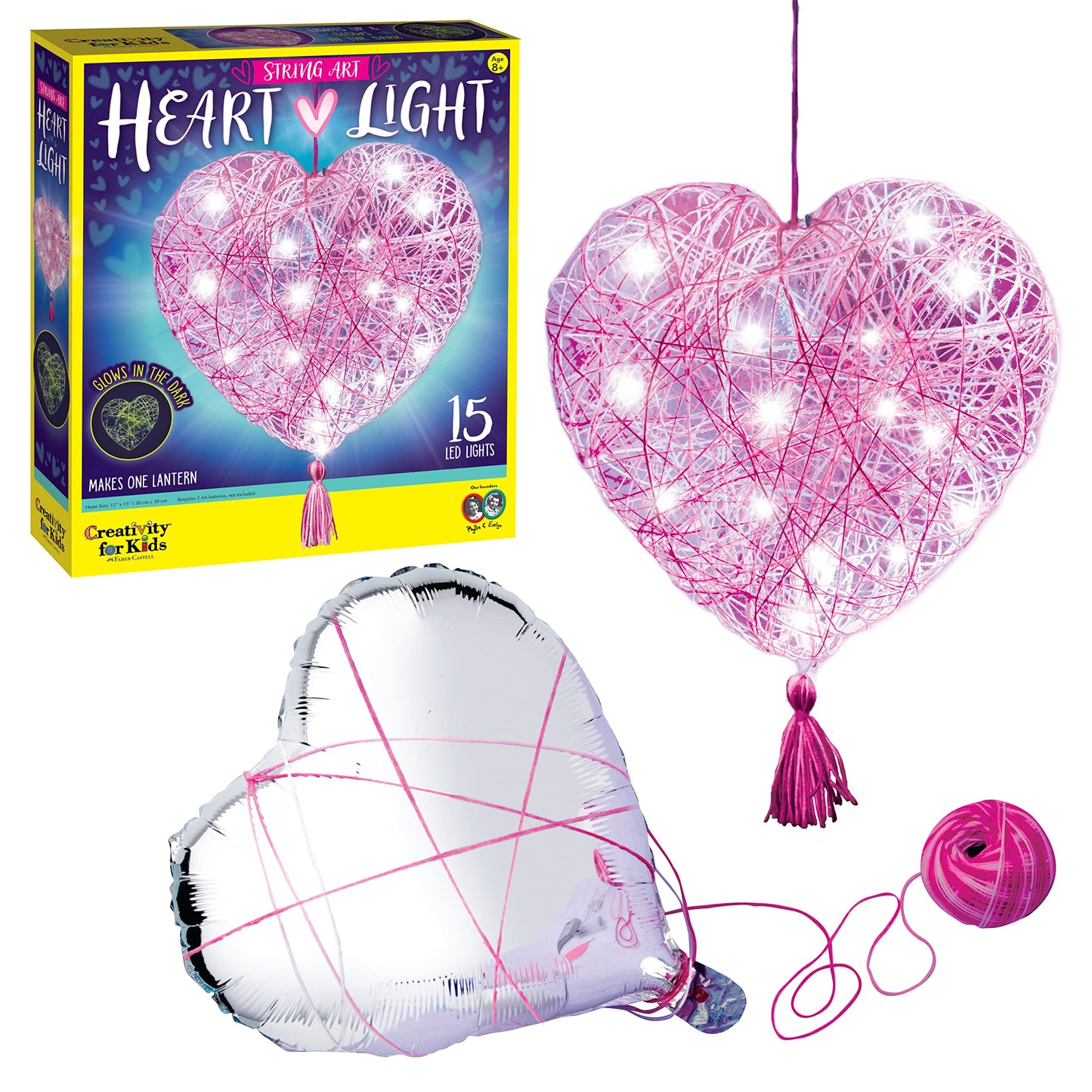 Creativity for Kids String Art Heart Light Kit | Create a Glowing Heart Lantern with Easy String Art | Relaxing DIY Craft & Mindful Activity for Kids and Tweens Everywhere (Ages 8+)