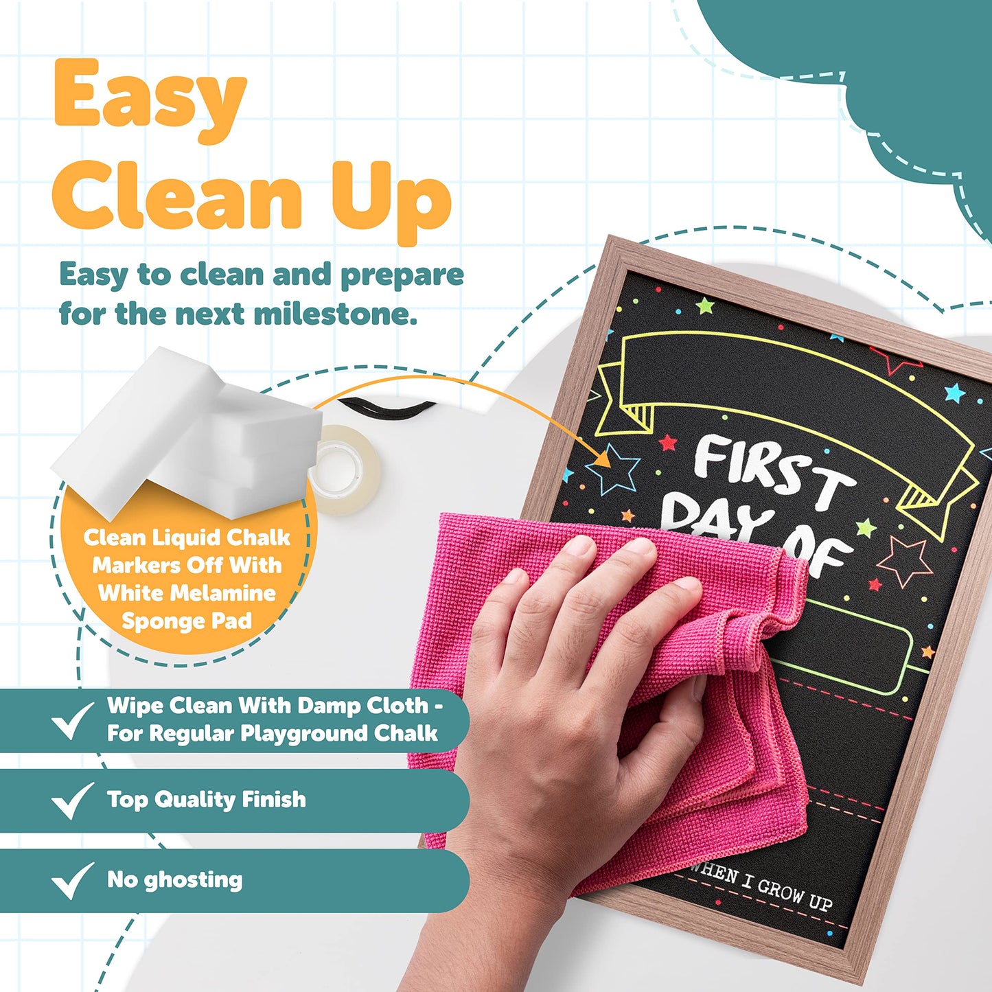 First Day Last Day of School Chalkboard Double Sided Sign with Frame - 14" x 10"