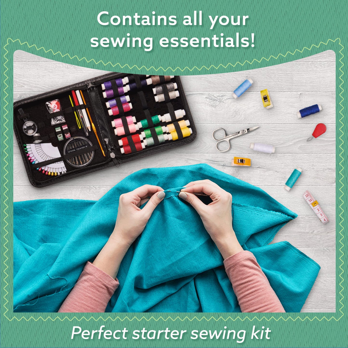 ARTIKA Sewing Kit for Adults and Kids - Small Beginner Set w/Multicolor Thread, Needles, Scissors, Thimble & Clips - Emergency Repair and Travel Kits - Sewing Accessories and Supplies
