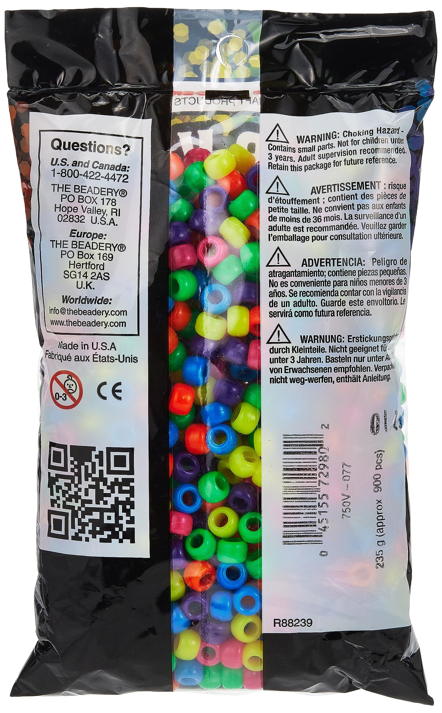 The Beadery - 9x6mm Barrel Pony Bead, Hot Multi - 900 Pieces - 750V077