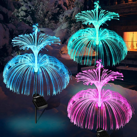 callica Solar Flower Lights Outdoor Garden Waterproof 3 Pack Solar Yard Lights 7 Color Changing Outdoor Decorative for Garden Pathway Party Wedding Birthday Holiday Decor