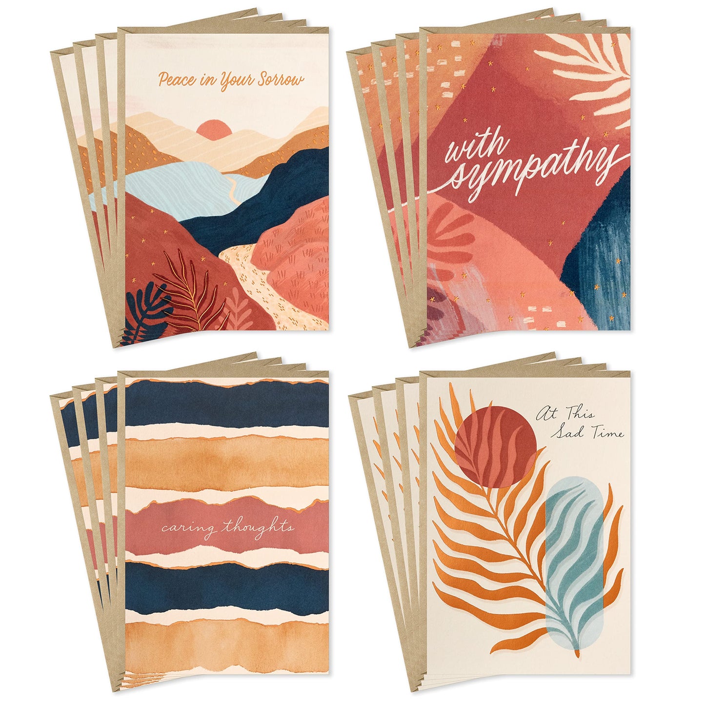 Sympathy Cards Assortment, Painted Palms (16 Assorted Thinking of You Cards with Envelopes)