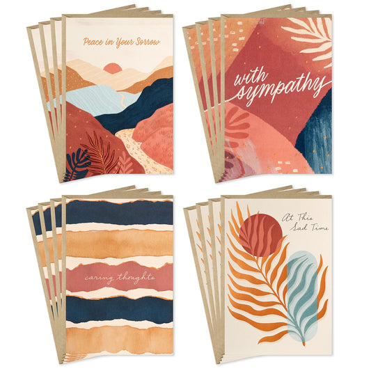 Sympathy Cards Assortment, Painted Palms (16 Assorted Thinking of You Cards with Envelopes)