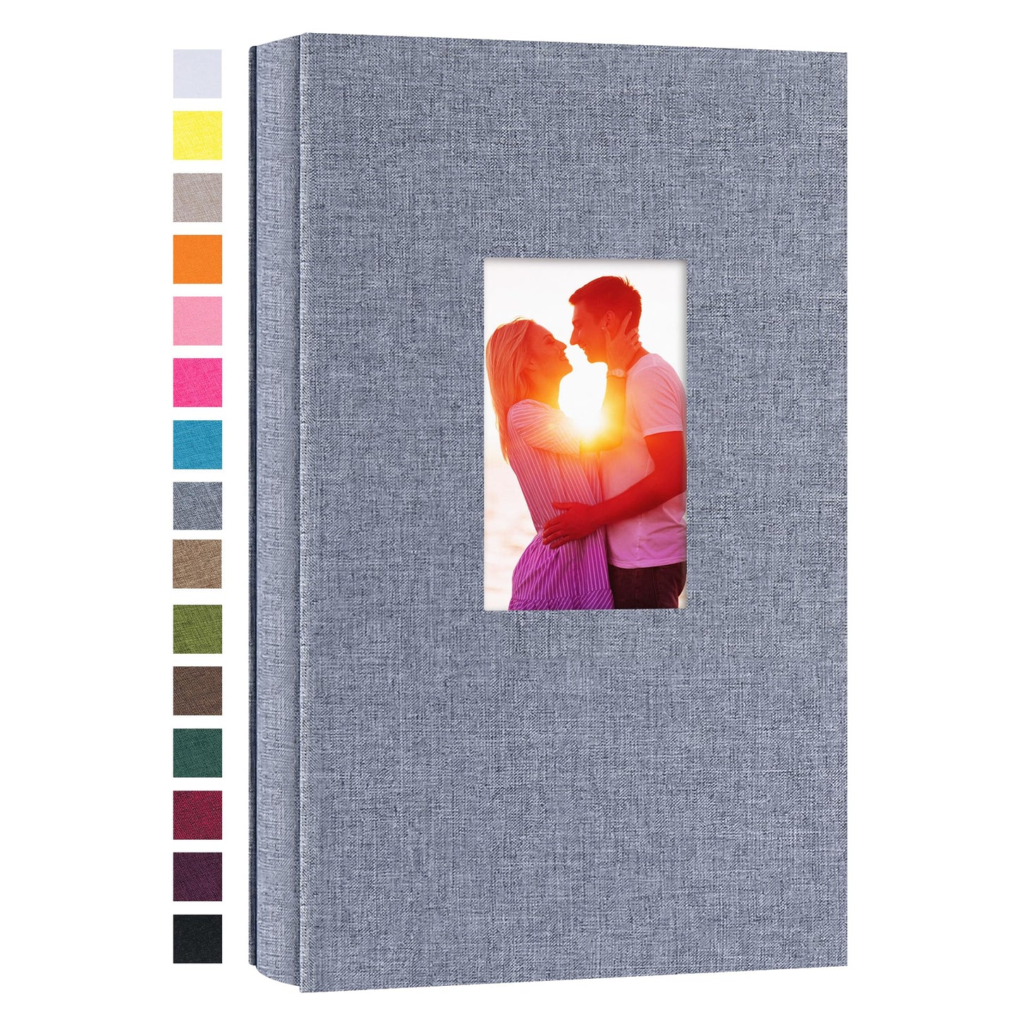potricher Photo Album for 4x6 300 Photos Linen Cover Photo Book for Family Wedding Anniversary Baby (Grey, 300 Pockets)