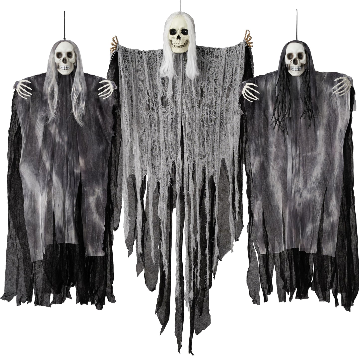 JOYIN 3 Pack Hanging Halloween Skeleton Ghosts Decorations Outdoor, Grim Reapers for Best Halloween Outdoor Decorations, Haunted Haunted House Prop, Party Supplies
