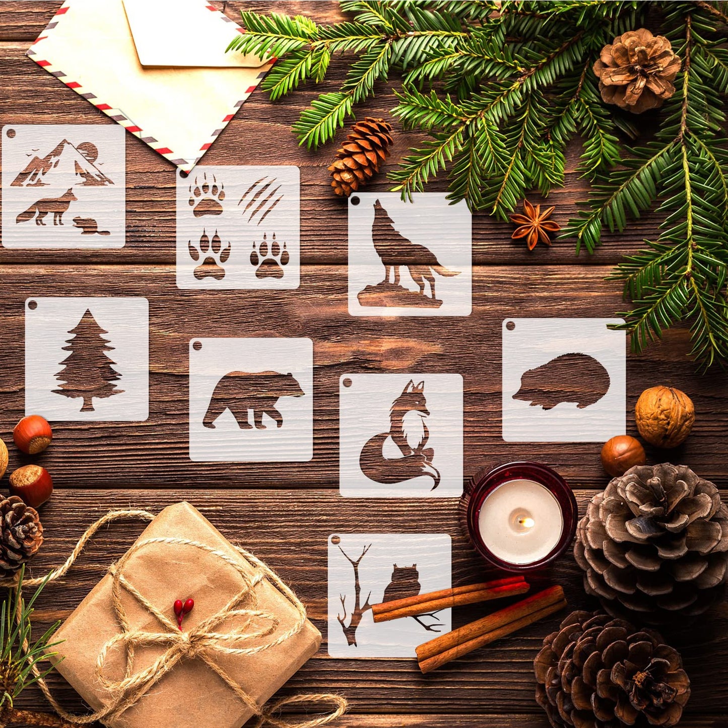 Small Stencils for Painting on Wood Reusable, 3 Inch Reusable Stencil for Craft Ornament Paint Template Stencils for Wall Card Rock Wood Signs Coasters Canvas Home Decor (Animal Wildlife)