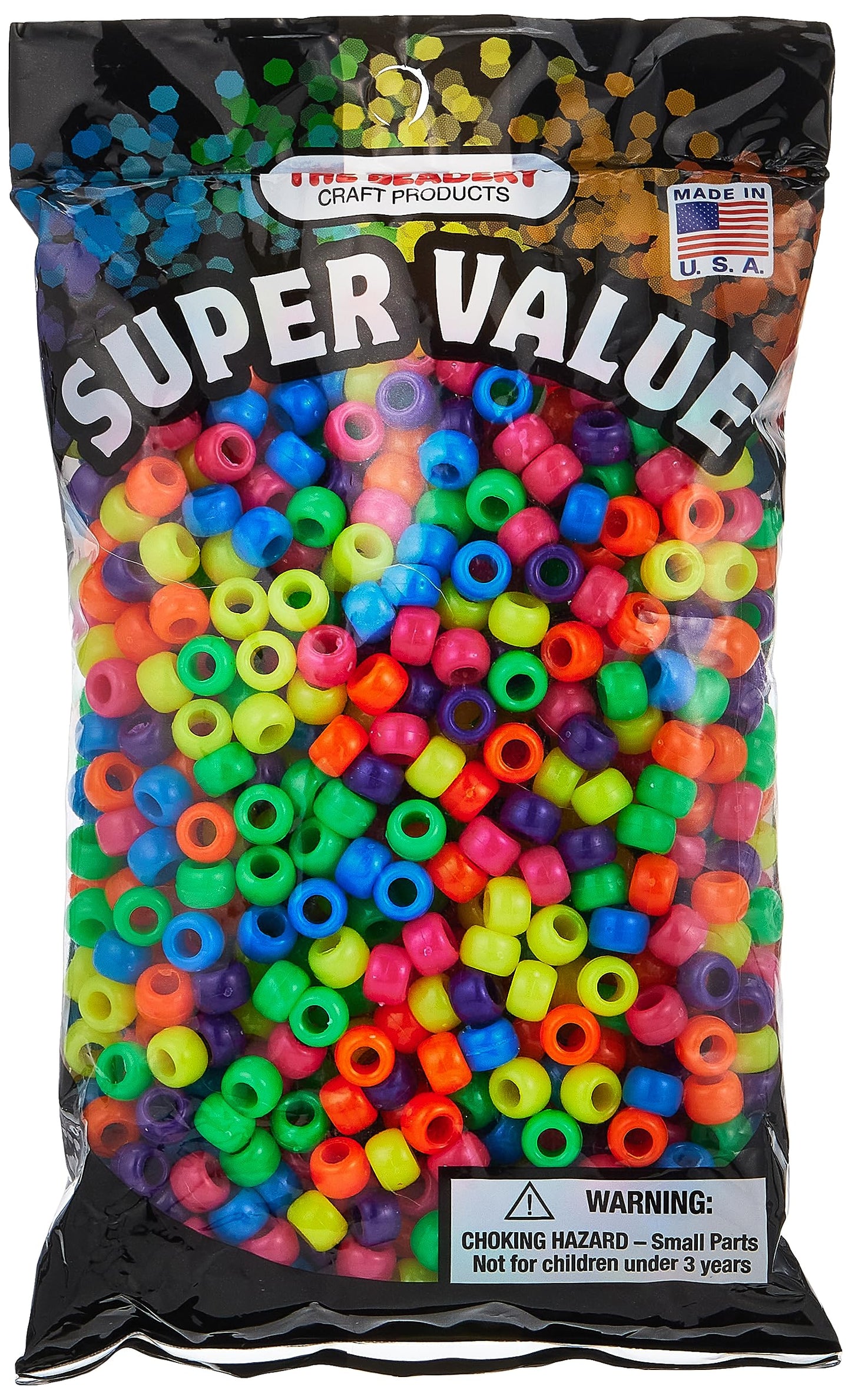 The Beadery - 9x6mm Barrel Pony Bead, Hot Multi - 900 Pieces - 750V077
