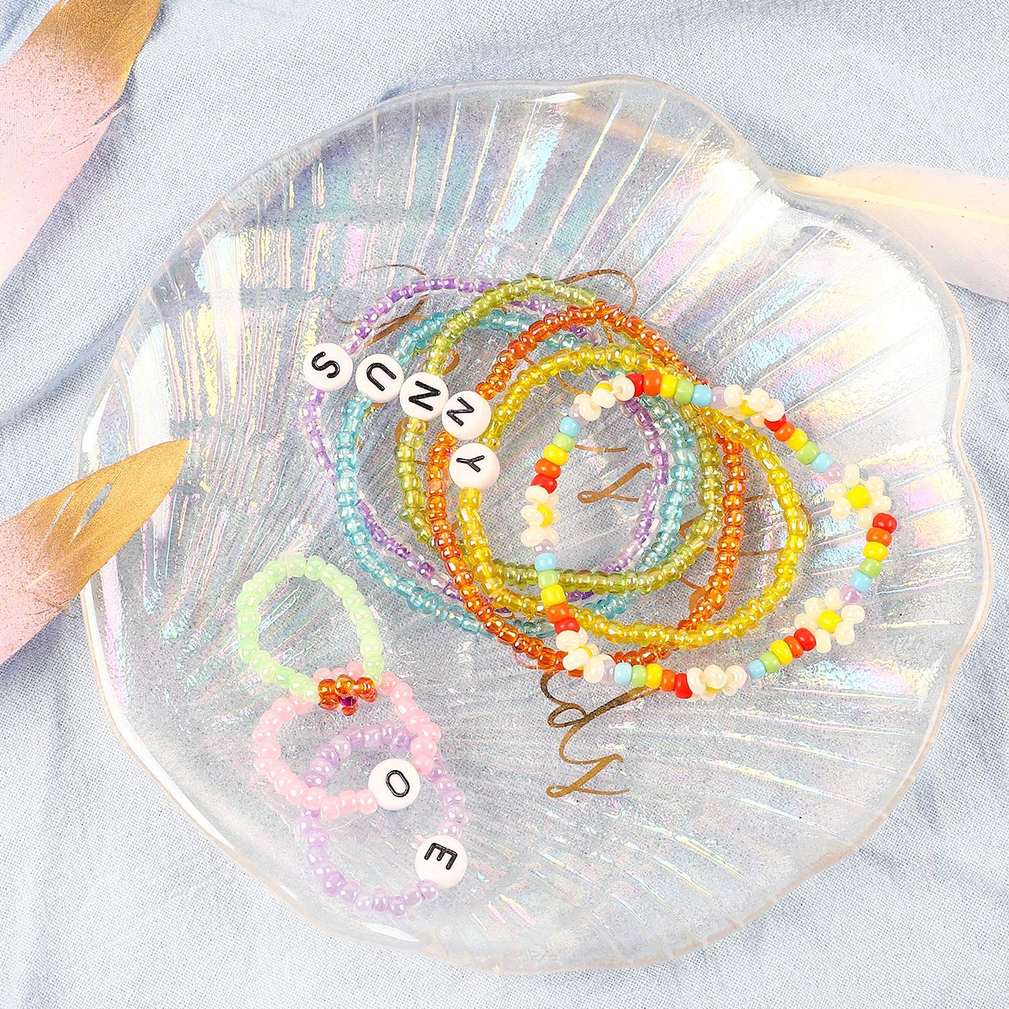 DICOBD 12000pcs 3mm Glass Seed Beads for Bracelets Making Kit with Letter Alphabet Beads, Friendship Bracelet Kits 8/0 Craft Bead for Jewelry Making Necklaces and Key Chains with 2 Rolls of Cord