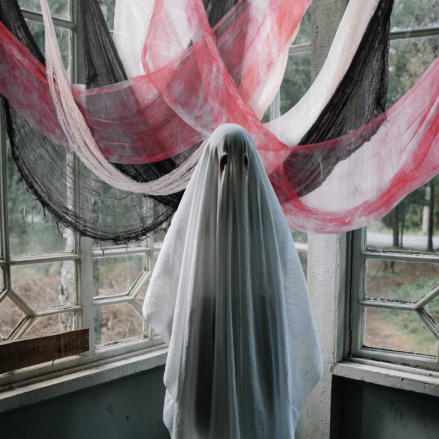 Watayo 9 Pcs Halloween Creepy Cloth, Scary Spooky Fabric Cloth, Halloween Stretch Spider Web Weave Creepy Gauze for Party Haunted House Decor