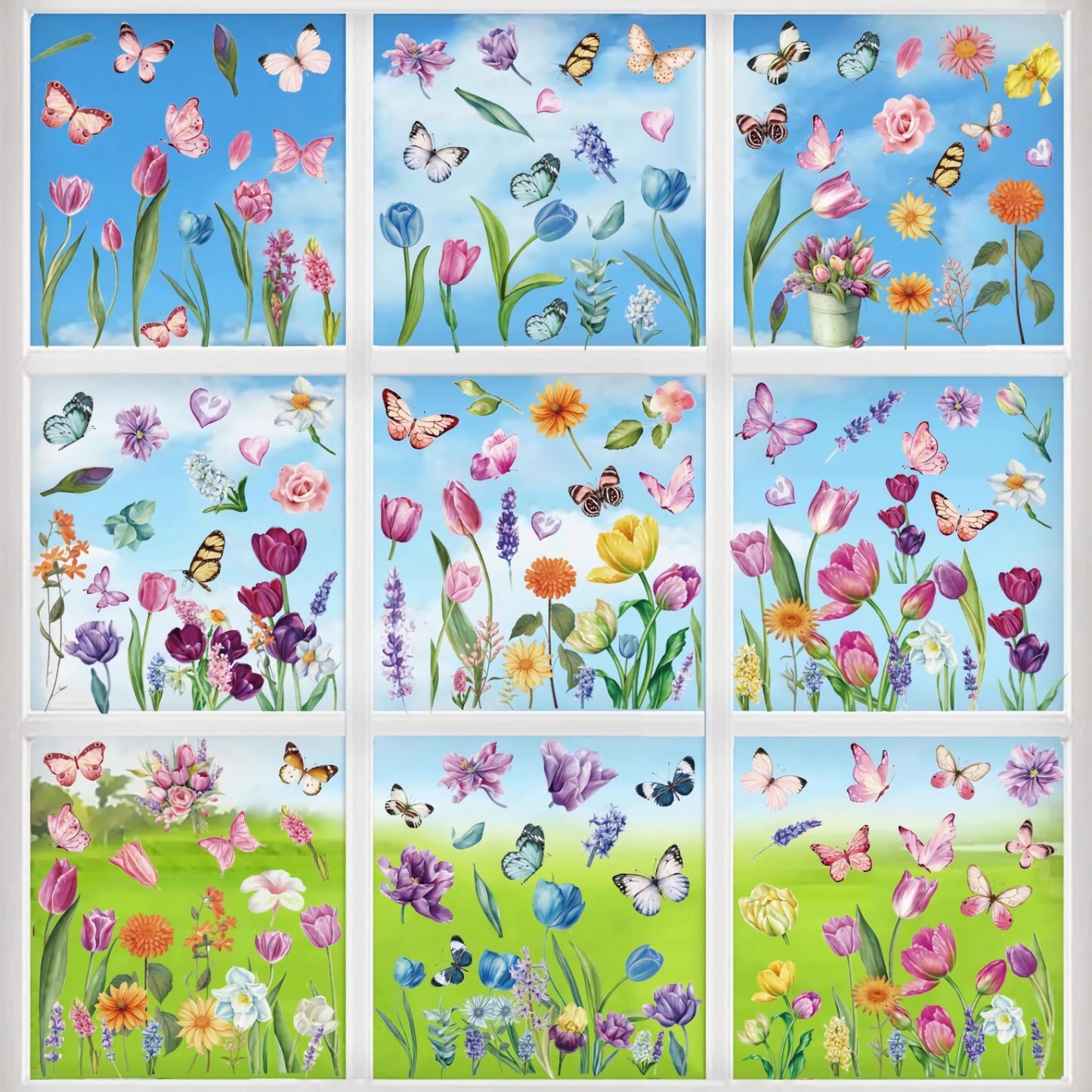Spring Flower Window clings Decorations Window Decals Stickers for Office Home