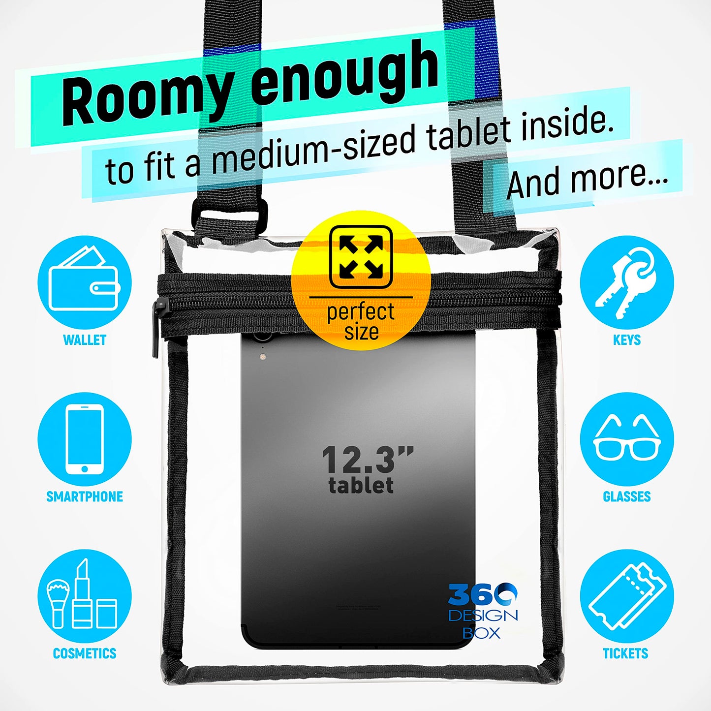 Clear Bag for Stadium Events | Small Clear Purses for Women Stadium Crossbody under 12x6x12 Concert, Festival, Games Approved