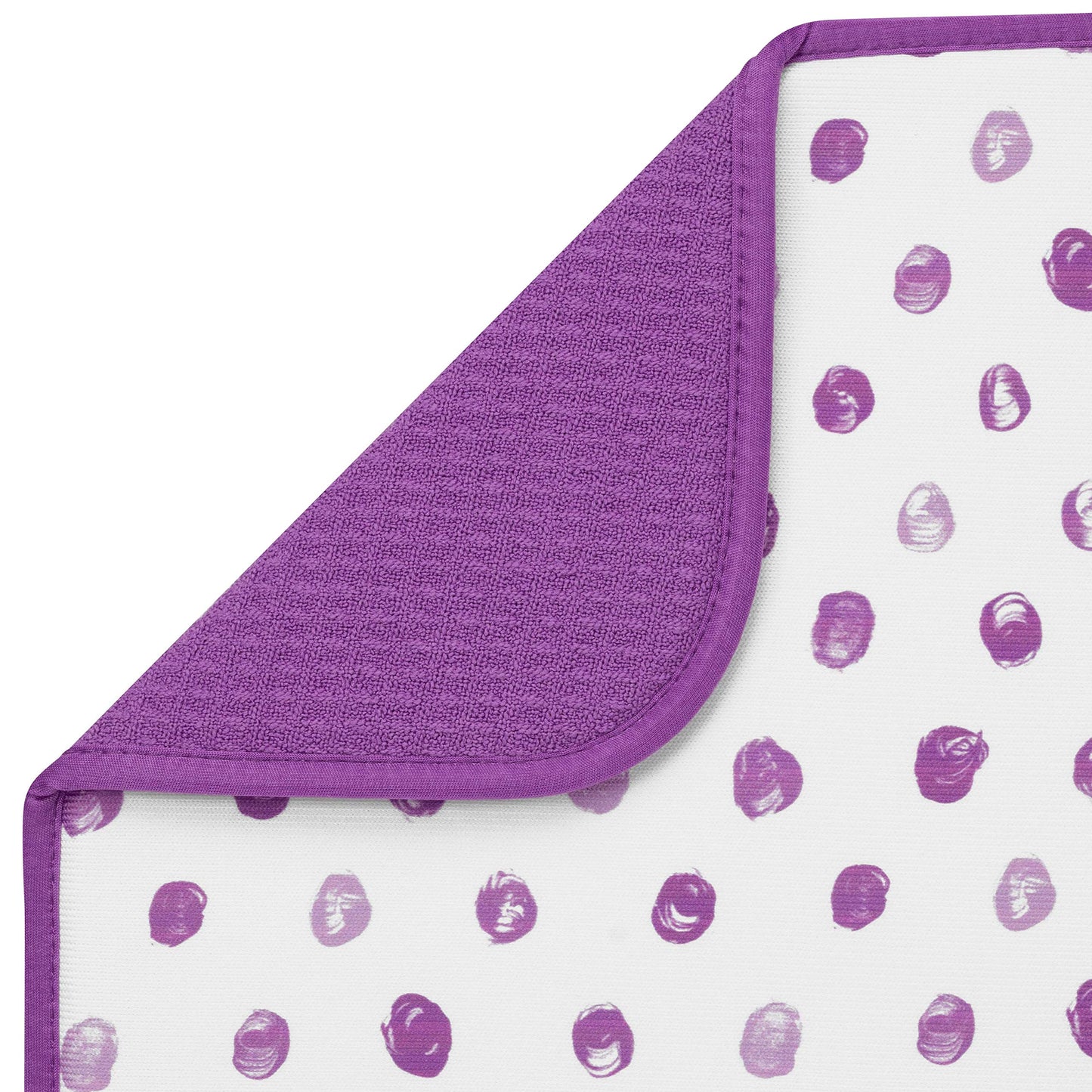 Absorbent, Reversible Microfiber Dish Drying Mat for Kitchen, 16 Inch x 18 Inch, Paint Dots