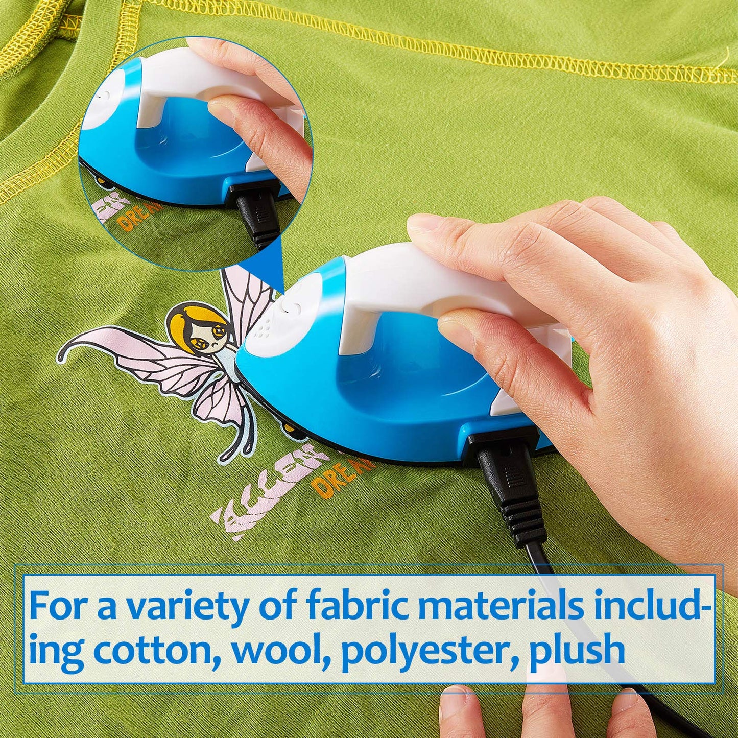 Mini Craft Iron Mini Heat Press Mini Iron Portable Handy Heat Press Small Iron with Charging Base Accessories for Beads Patch Clothes DIY Shoes T-Shirts Heat Transfer Vinyl Projects (Blue)