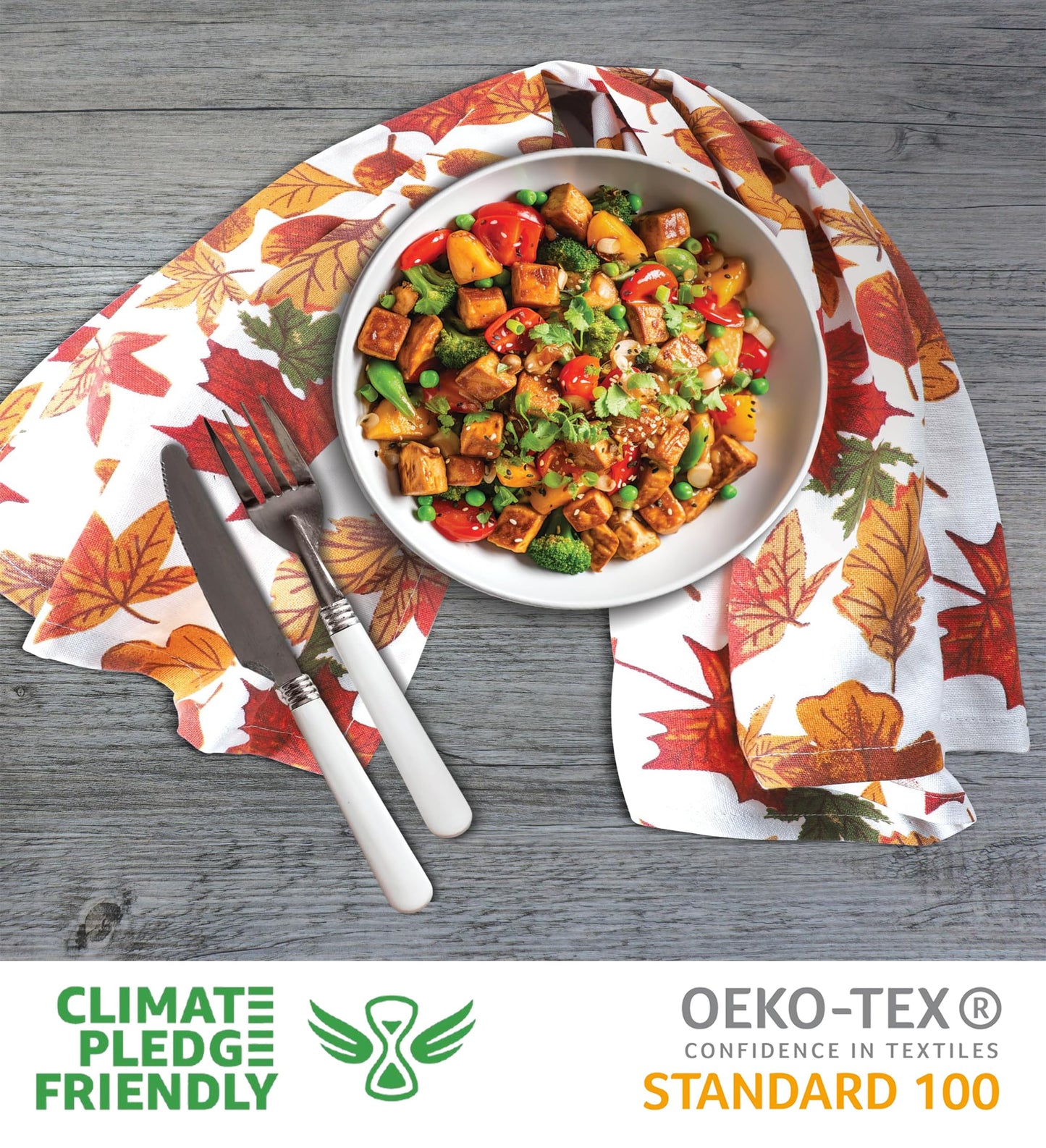 Urban Villa Fall Kitchen Towels Harvest Leaves Print Dish Towels Set of 6 20" X30” 100% Cotton Highly Absorbent Quick Drying Dish Cloths & Dish Towels Thanks Giving Tea Towels with Hanging Loop