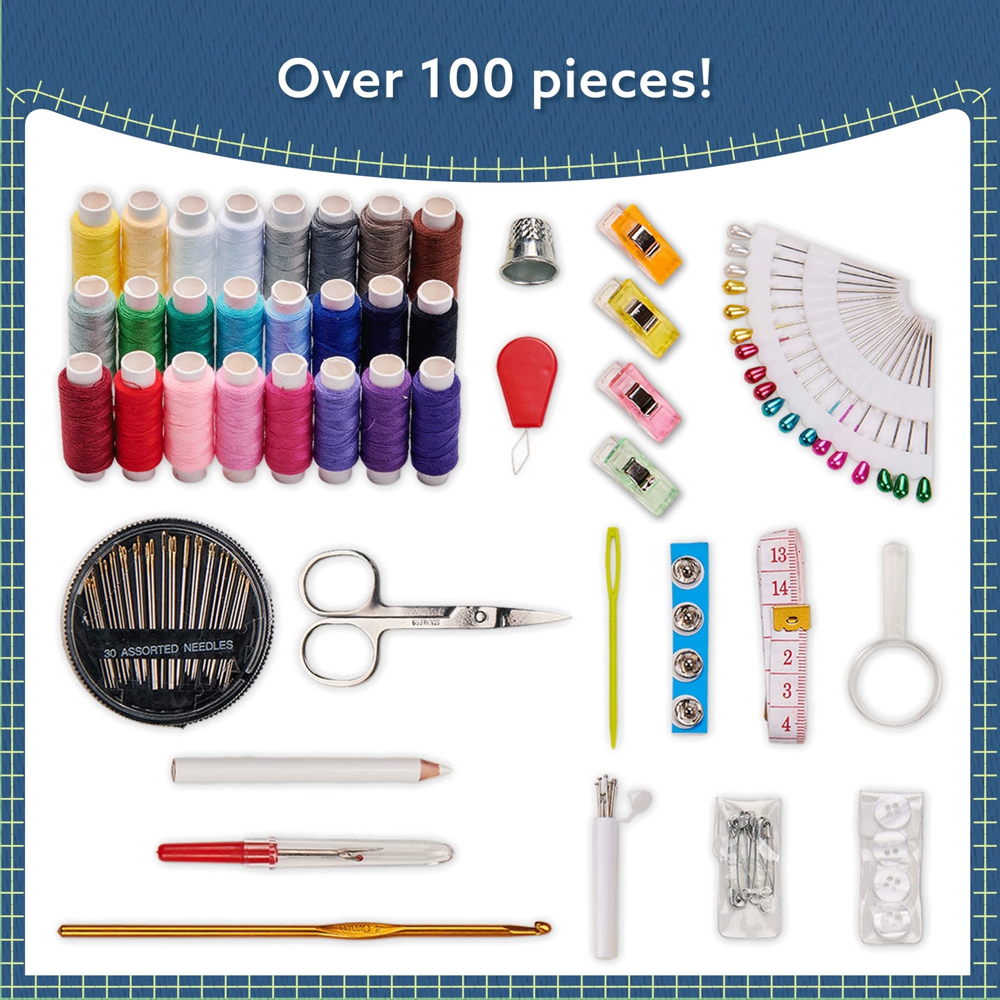 ARTIKA Sewing Kit for Adults and Kids - Small Beginner Set w/Multicolor Thread, Needles, Scissors, Thimble & Clips - Emergency Repair and Travel Kits - Sewing Accessories and Supplies